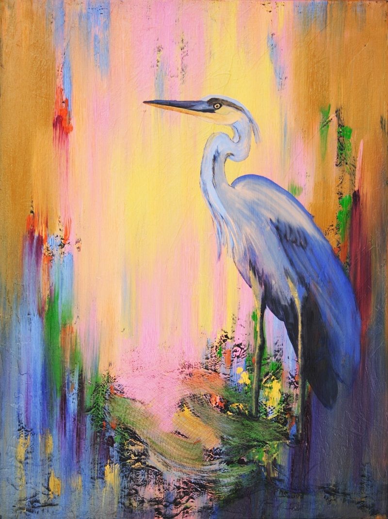 HERON BLEU -oil on canvas 24X18