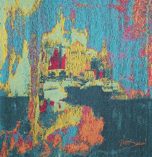 SHIP IN PORT-woven tapestry-30H X 30W