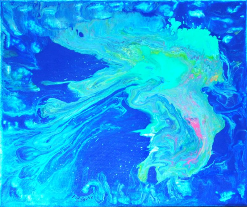 IRIDESCENT WATERFALL 10H X 12W canvas panel