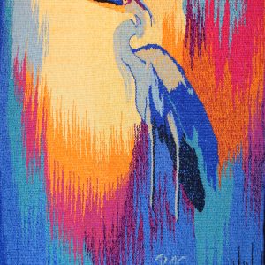 Paulette-M-Sauve_BLUE-HERRON-hand-woven-tapestry-wool-silk-cotton-48H-x-32W